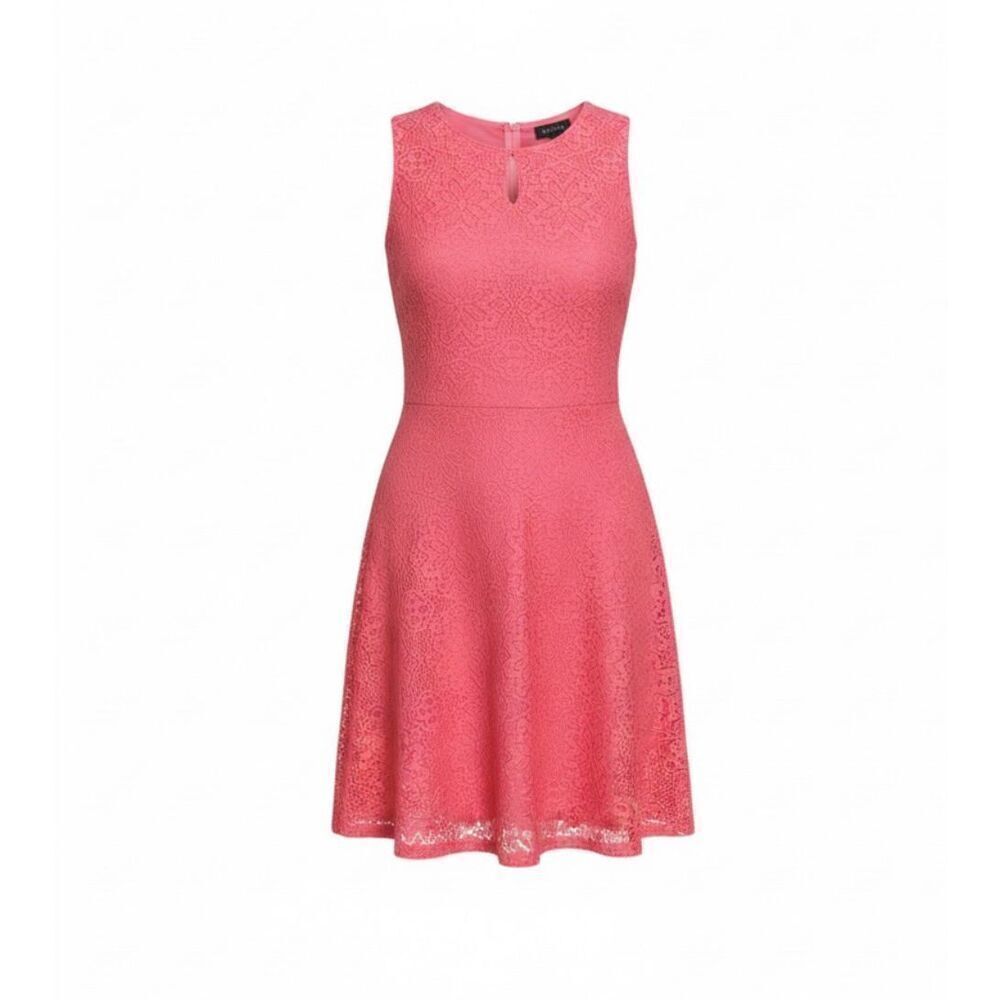 JSP Floral Lace Sleeveless Keyhole Stretch Lined Fit & Flare‎ Dress Pink Size 20